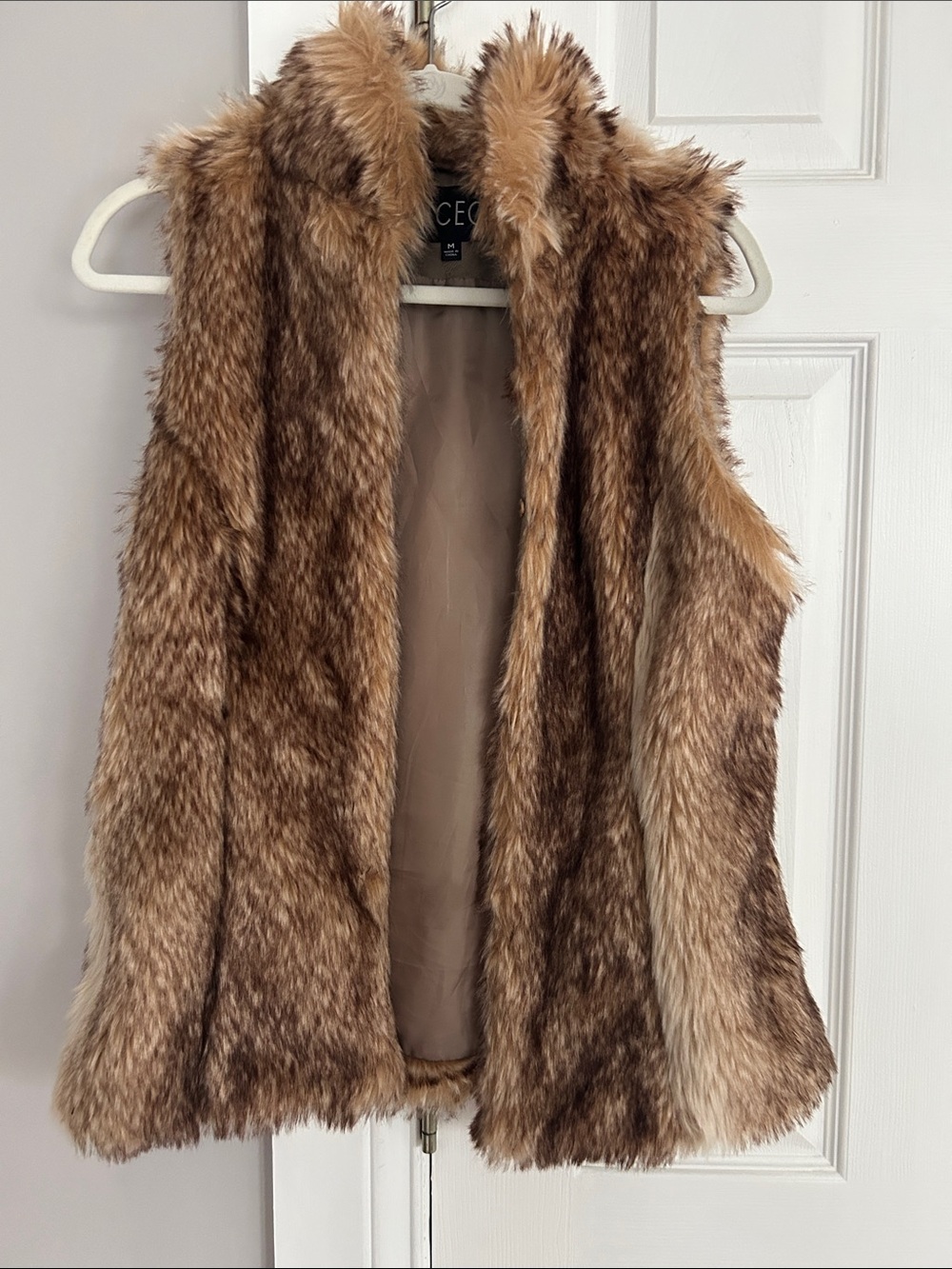 TCEC Brown Faux Fur Open-Front Vest